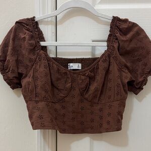 Hollister Brown Eyelet Crop Top